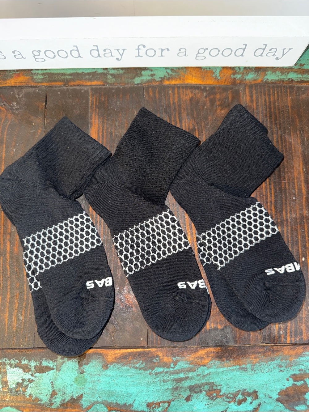 Bombas Black Athletic Crew Socks with White Mesh Accent - 3 Pack large